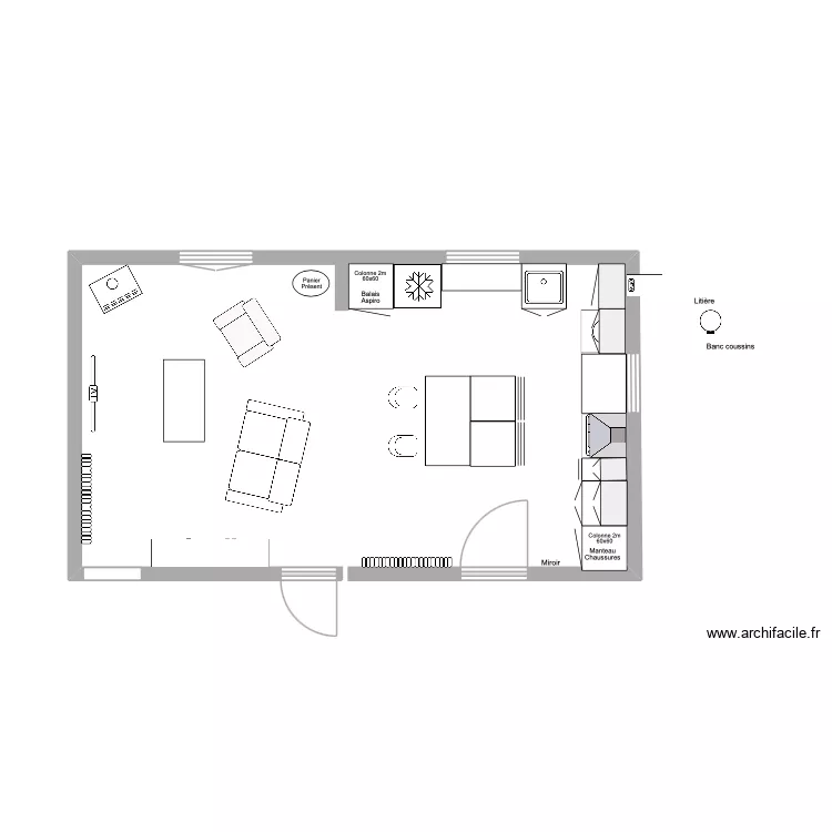 Cuisine/salon maison Verte. Plan de 