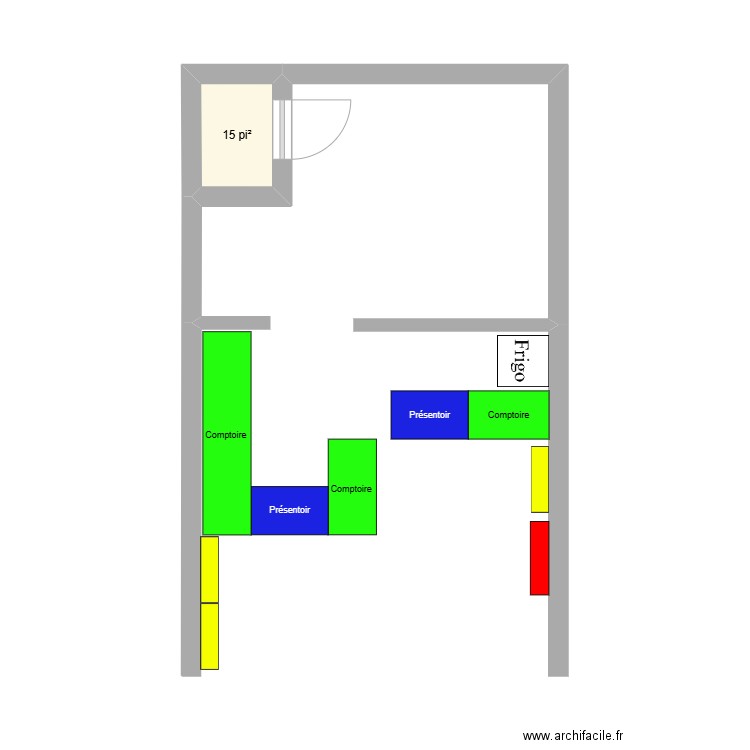 Treize Chocolats. Plan de 1 pièce et 1 m2