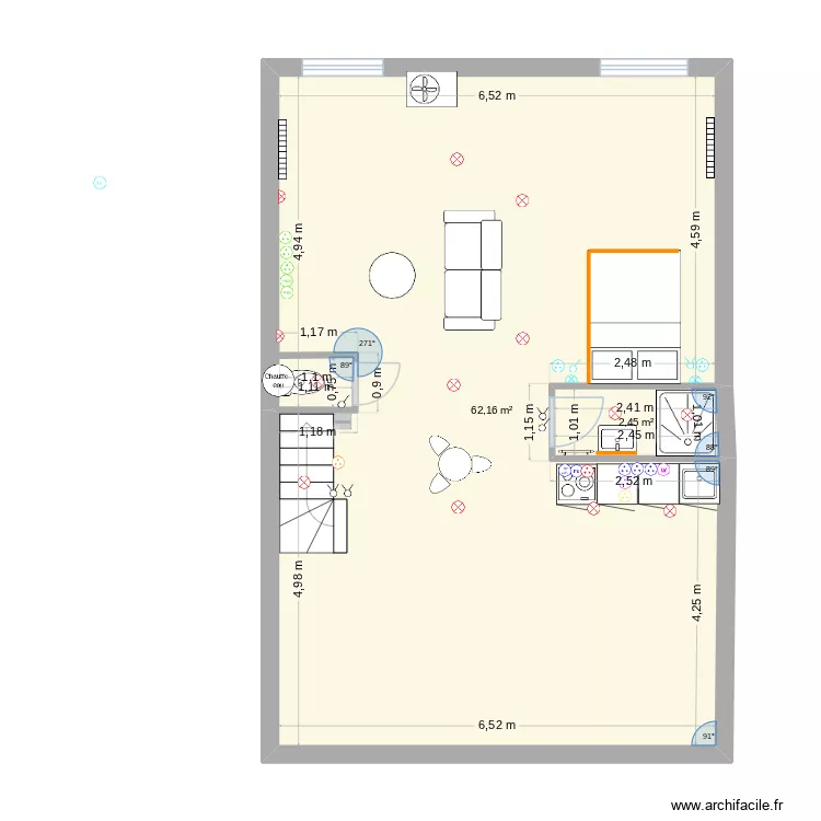 Combles MAJ 14/03. Plan de 2  et 65 m²