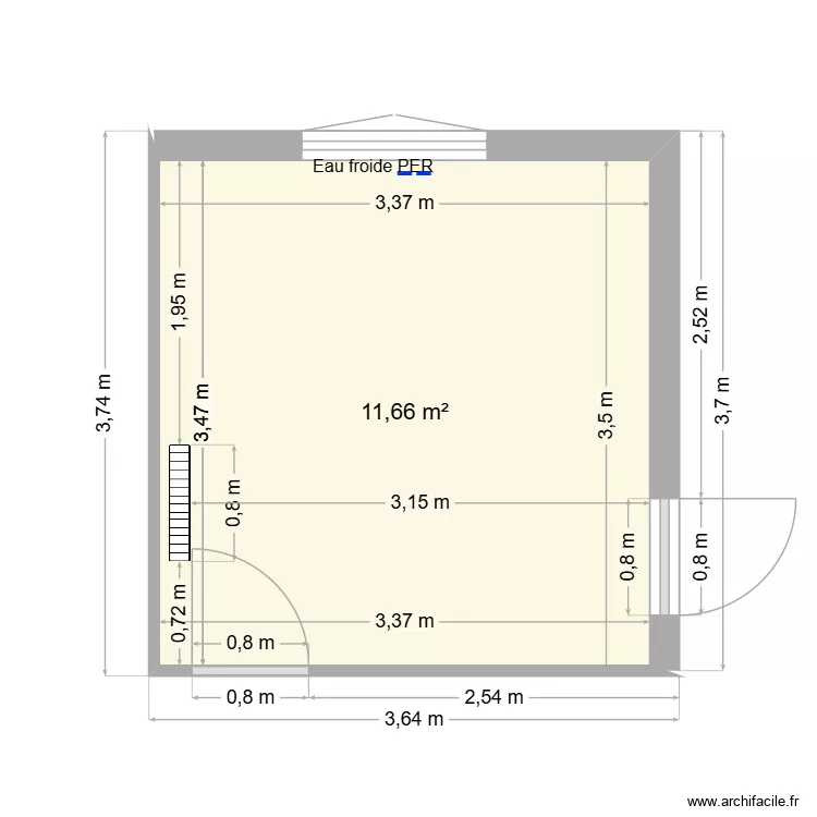 Cuisine. Plan de 1  et 12 m²