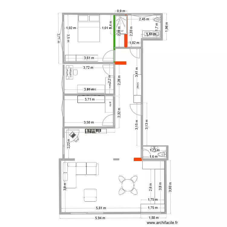 plan sdb agrandie, hall bureau. Plan de plan sdb agrandie, hall bureau. Plan de