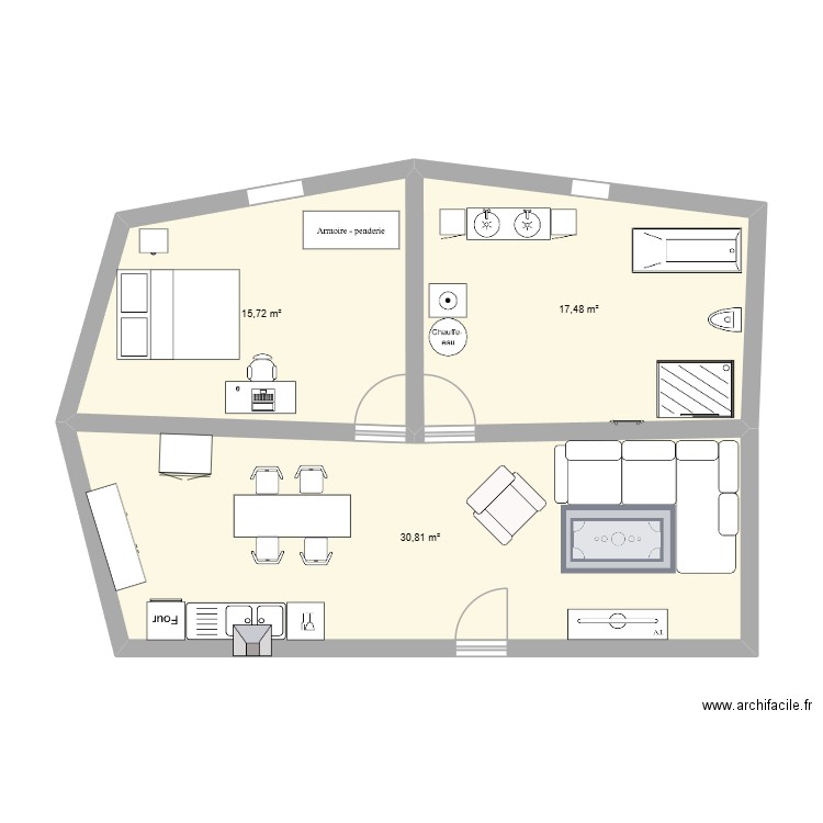 maison. Plan de 3 pièces et 64 m2