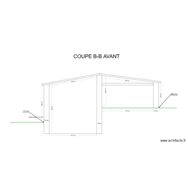 coupe bb AVANT. Plan de 0 pièce et 0 m2