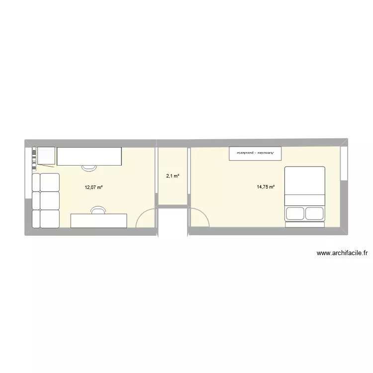 appart1. Plan de 3  et 29 m²