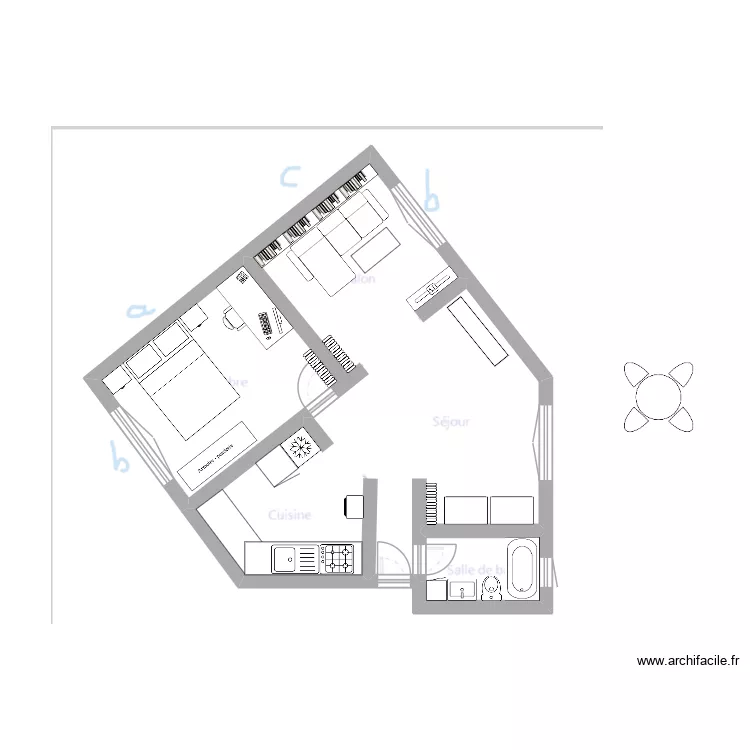 Thomas_new1. Plan de 2 pièces et 44 m²