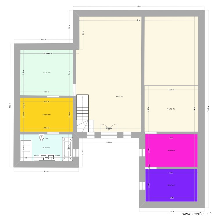exterieur. Plan de 7 pièces et 203 m2