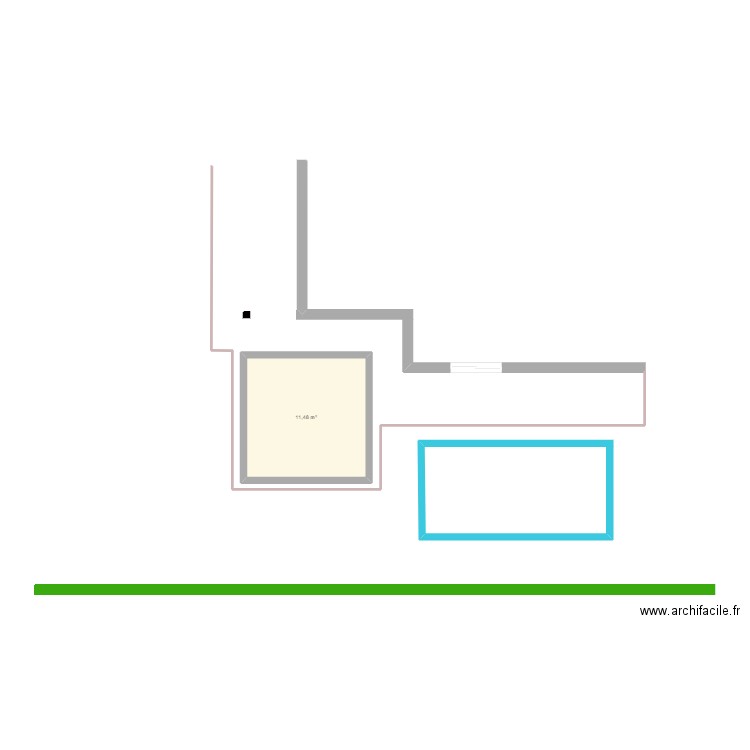 terrasse pergola carrée. Plan de 1 pièce et 11 m2