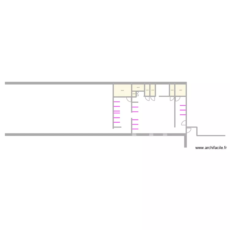 Vestiaires Alovive. Plan de 7  et 24 m²