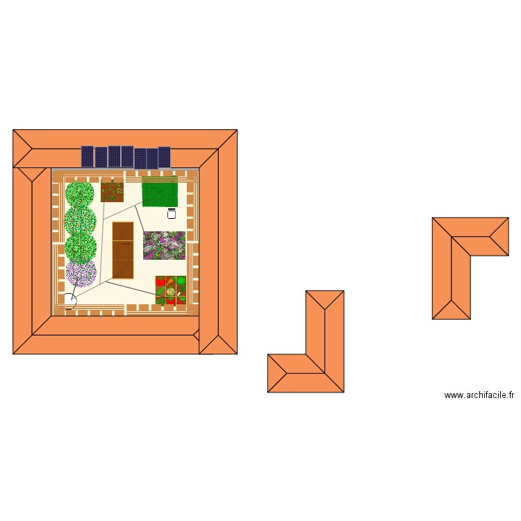 jardin partager. Plan de 1 pièce et 134 m2