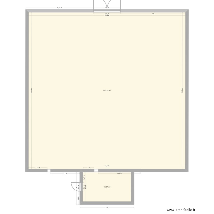 Salle essais. Plan de 2 pièces et 223 m2