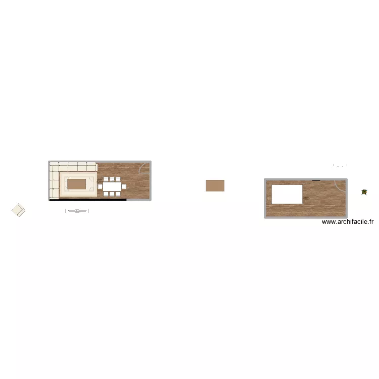 Salon maison. Plan de 2 Pièces et 52 m²
