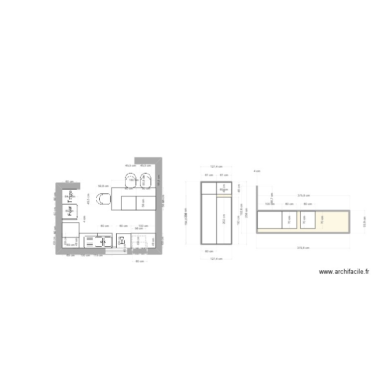 cuisine oskab. Plan de 2 pièces et 6 m2