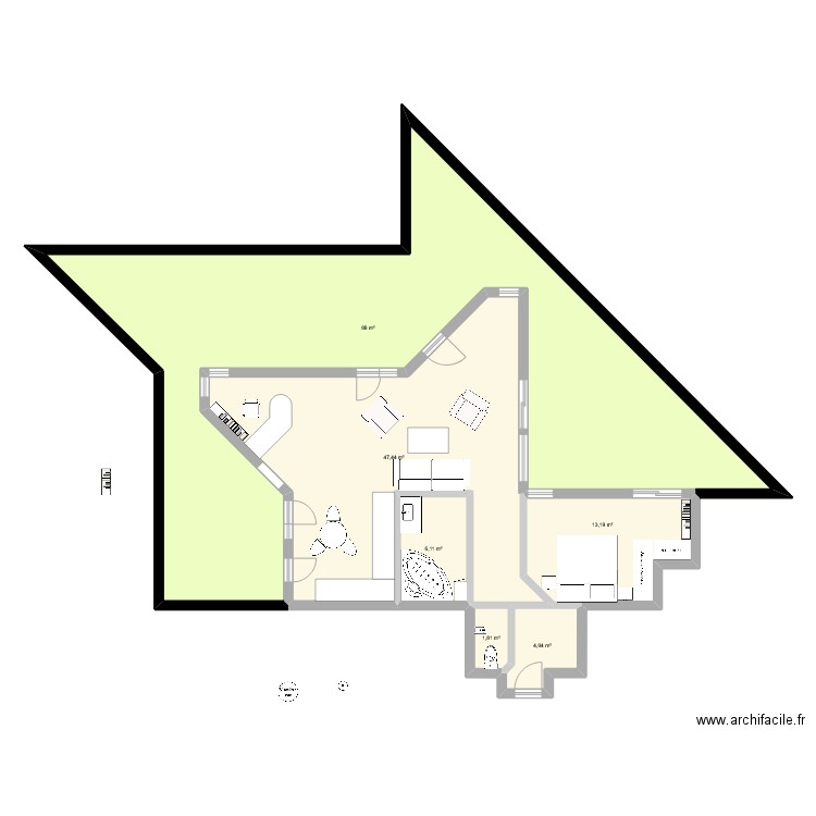 Renaudie v4. Plan de 6 pièces et 161 m2