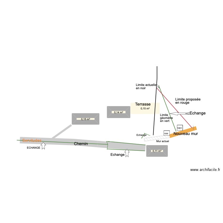 Echange parcelles. Plan de 0 pièce et 0 m2
