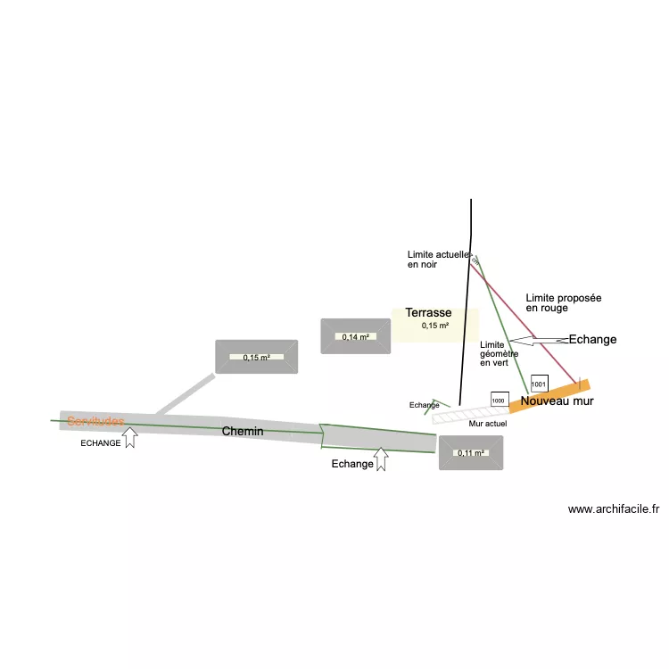 Echange parcelles. Plan de 