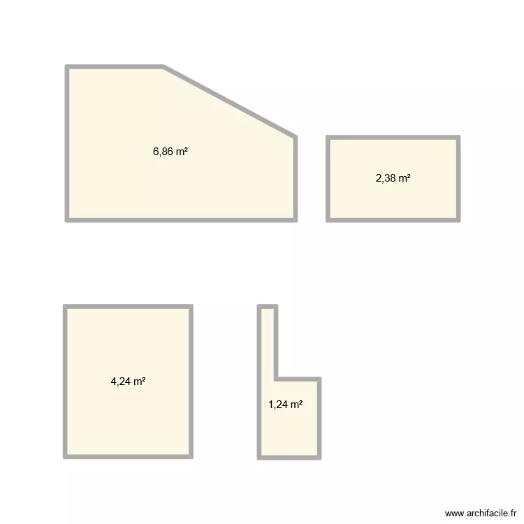 diane. Plan de 4 pièces et 15 m²