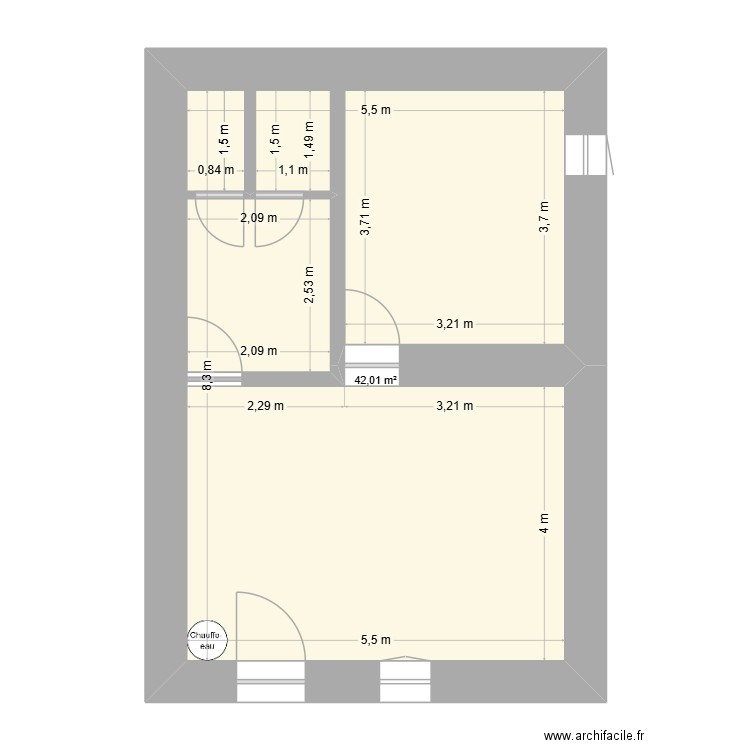SDF ARC2000. Plan de 1 pièce et 42 m2