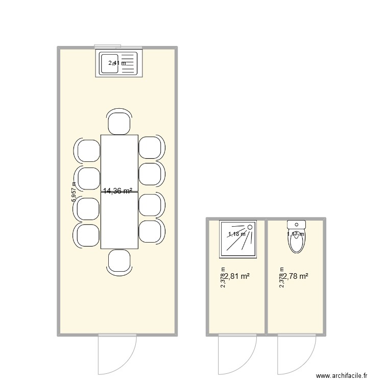 PSA CONCEPTION CHANTIER SALAGNON. Plan de 3 pièces et 20 m2