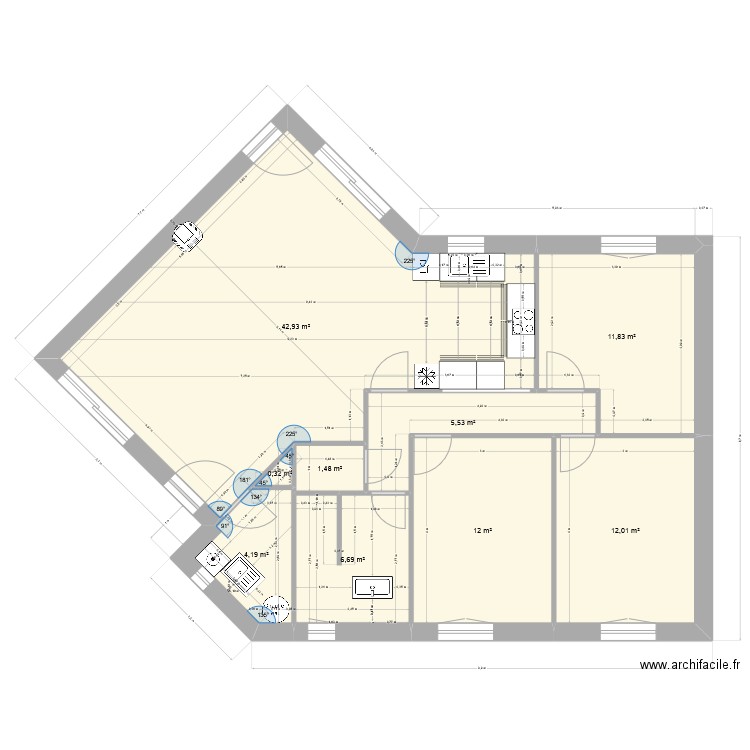 iso10. Plan de 9 pièces et 97 m2