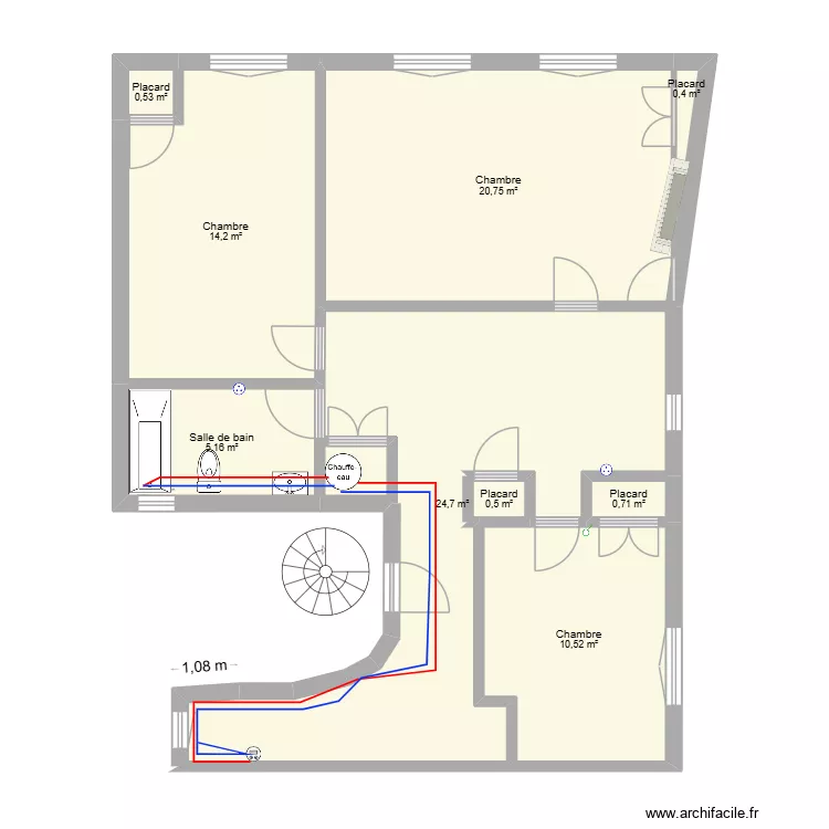 Pour Giovanni. Plan de 9  et 77 m²