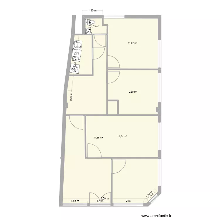 Local commercial - V3. Plan de 5 pièces et 70 m²
