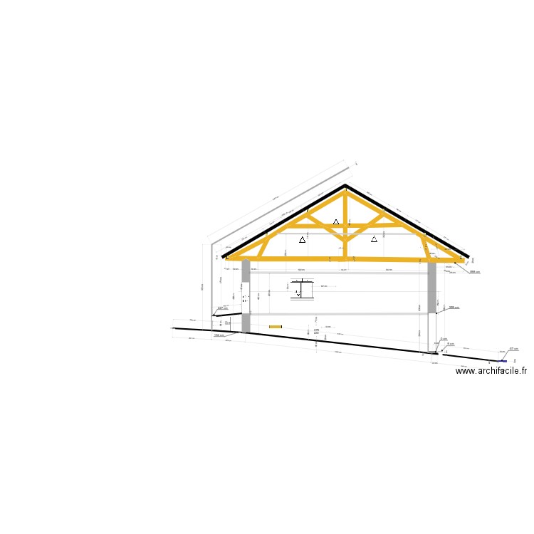 grange coupe. Plan de 9 pièces et 26 m2