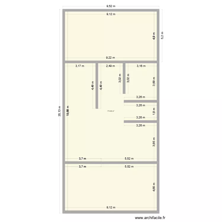 ETAGE1. Plan de 1  et 173 m²