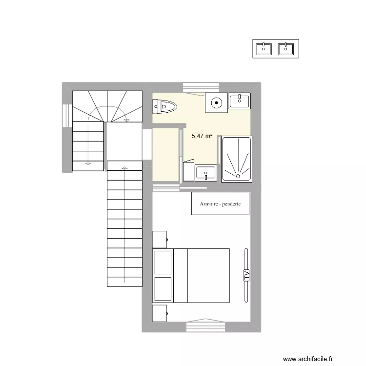 touville 1e etage. Plan de 1 et 5 m² touville 1e etage. Plan de 1 et 5 m²