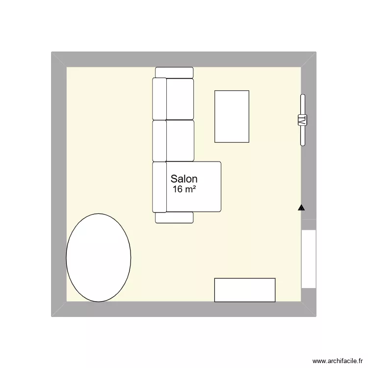 Salon appart. Plan de 1  et 16 m²