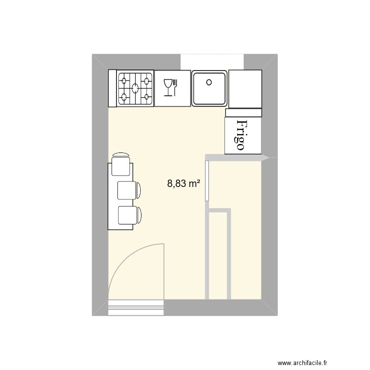 Lulu Cuisine St Charles_1. Plan de 1 pièce et 9 m2