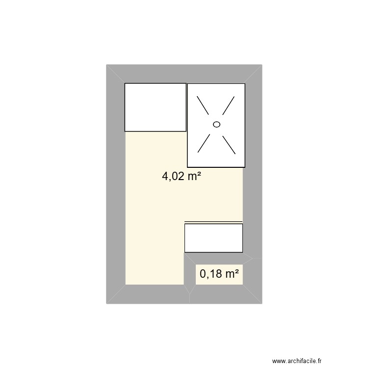 SDB. Plan de 2 pièces et 4 m2