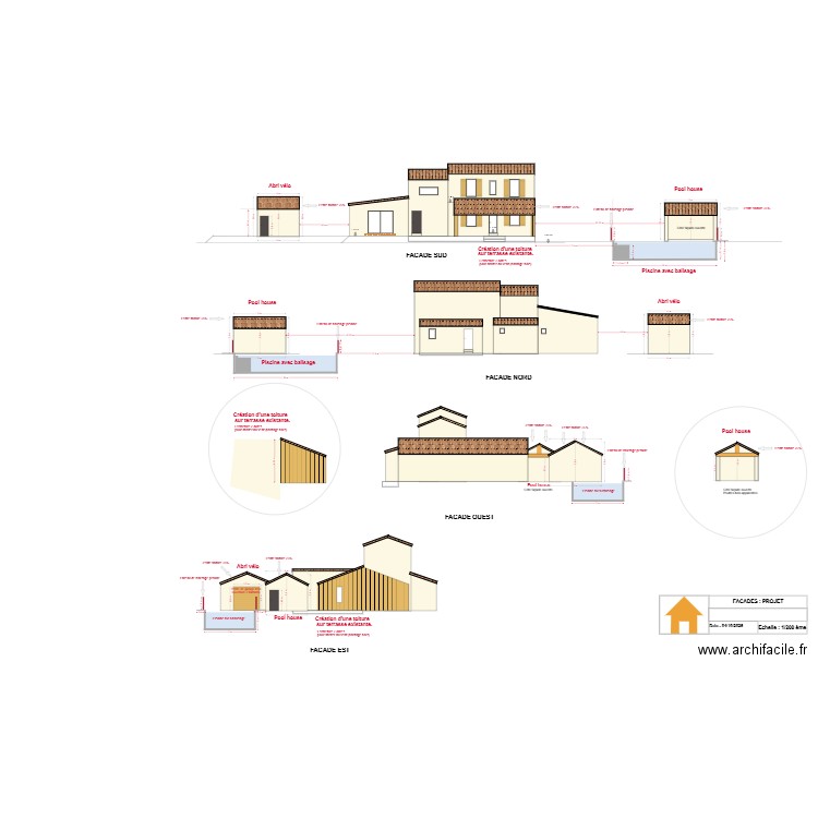 Plan façade après projet - piscine 2. Plan de 0 pièce et 0 m2