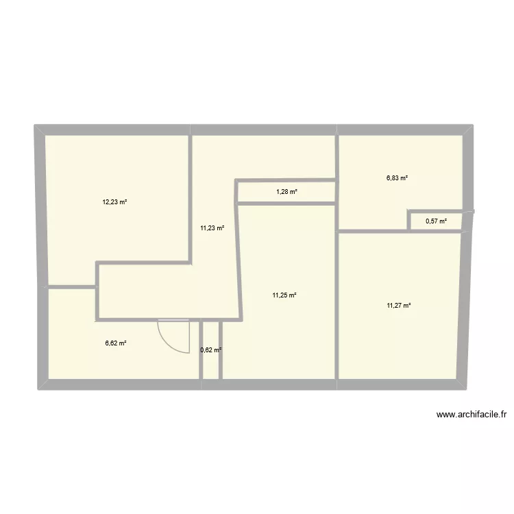 Plan actuel &eacute;tage. Plan de 9  et 62 m²