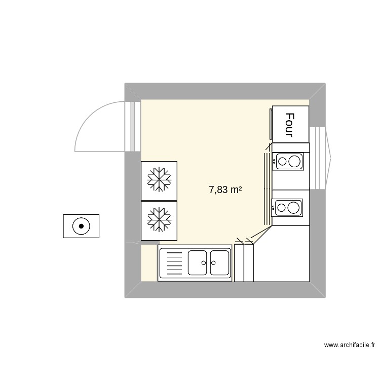 cuisine 1. Plan de 1 pièce et 8 m2