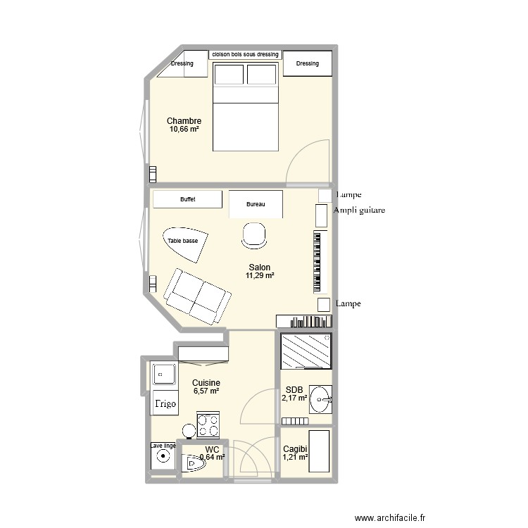 Appartement Jumin. Plan de 7 pièces et 33 m2