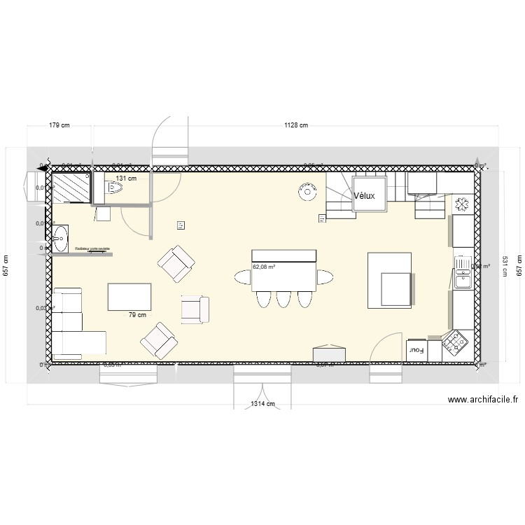 plan 28-02. Plan de 15 pièces et 62 m2