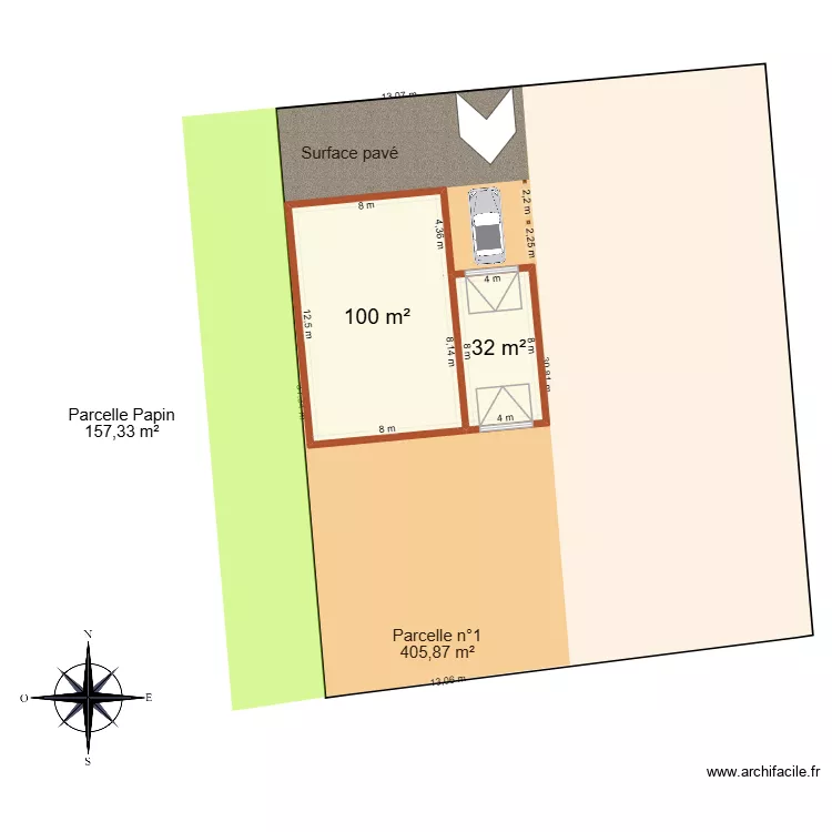 Maison Plelan V1. Plan de 2  et 132 m²