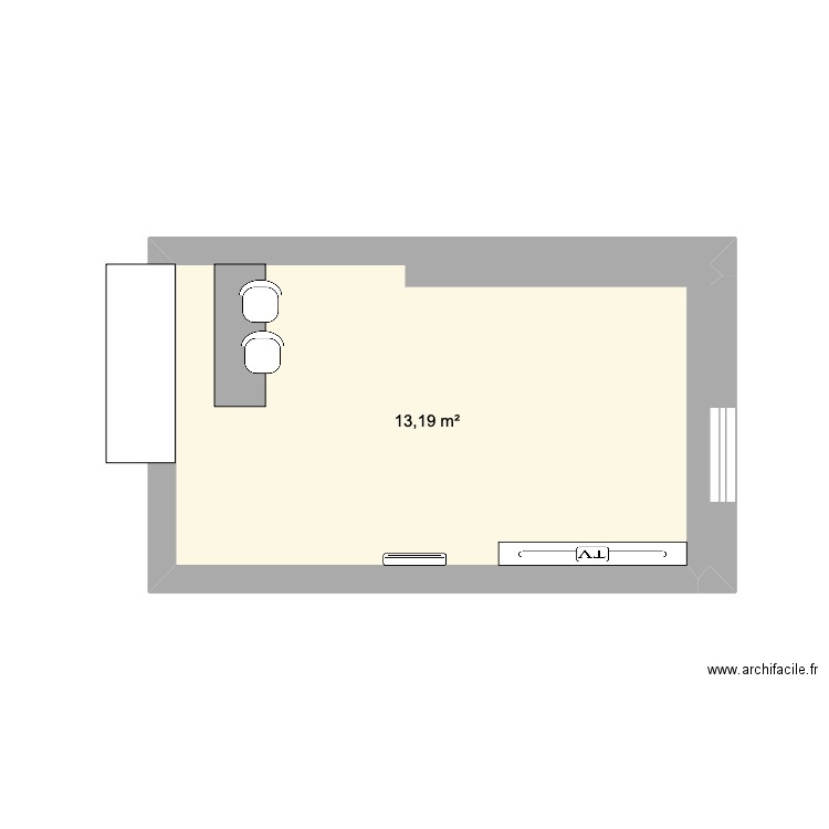APPART. Plan de 1 pièce et 13 m2
