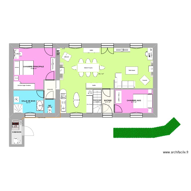 amenagement maison annoville. Plan de 8 pièces et 84 m2