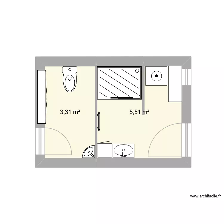 WC-Salle d'eau. Plan de WC-Salle d'eau. Plan de