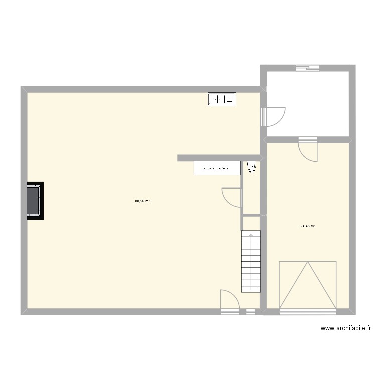 Projet1. Plan de 2 pièces et 113 m2