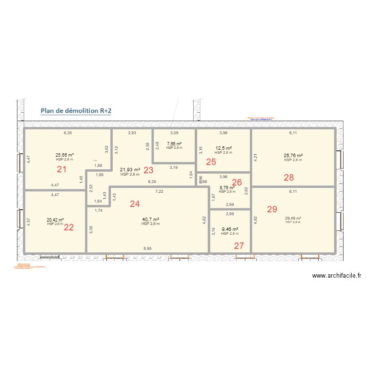 leclos r+2. Plan de 10 pièces et 202 m2