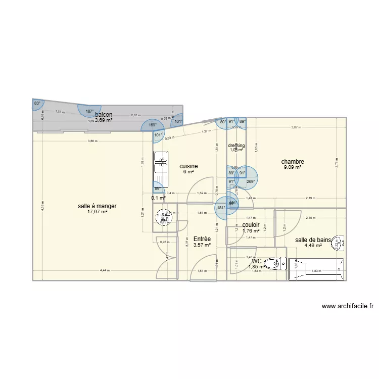 lyon meynis. Plan de 10  et 50 m²