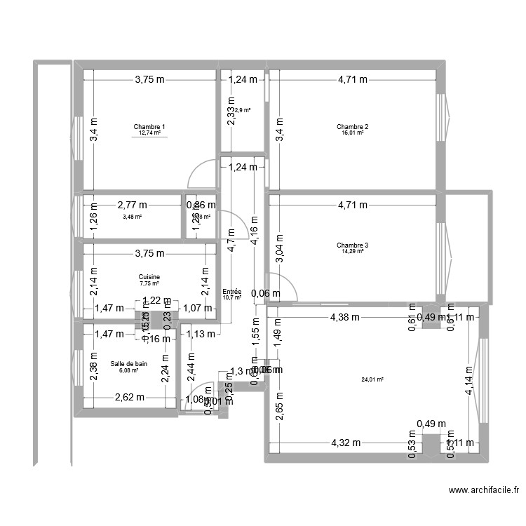 Albert 2. Plan de 11 pièces et 110 m2