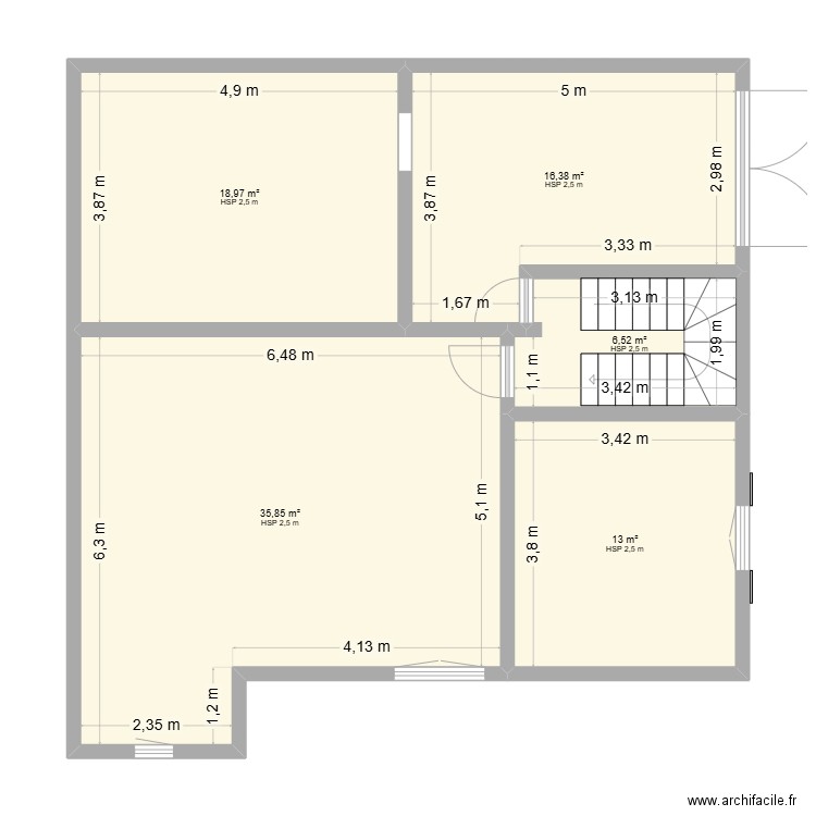 planokbas. Plan de 5 pièces et 91 m2