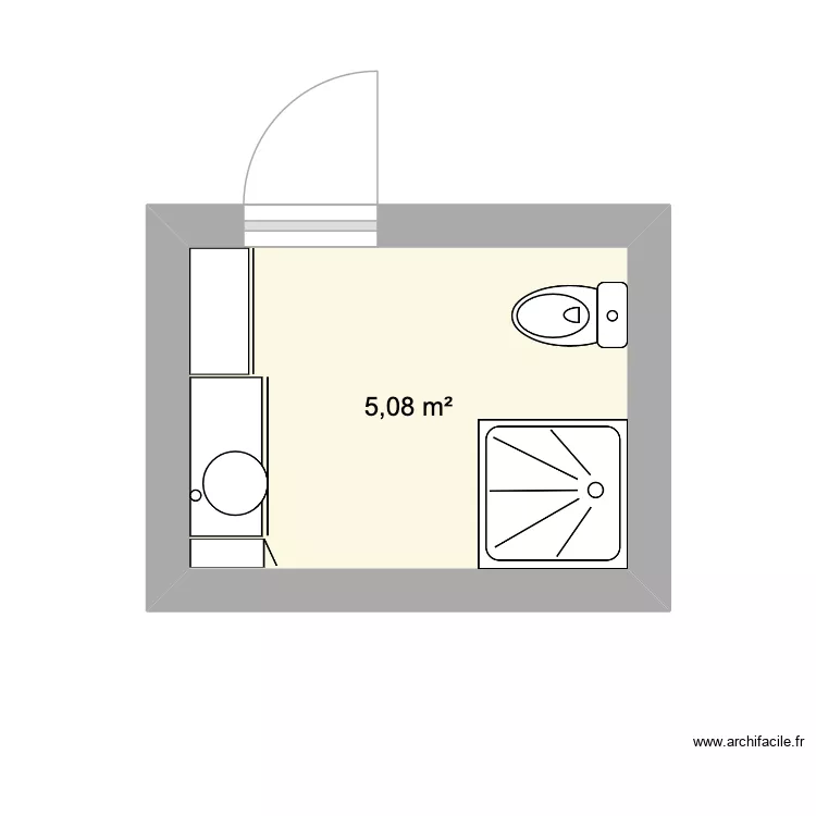SDB APPART. Plan de 1  et 5 m²