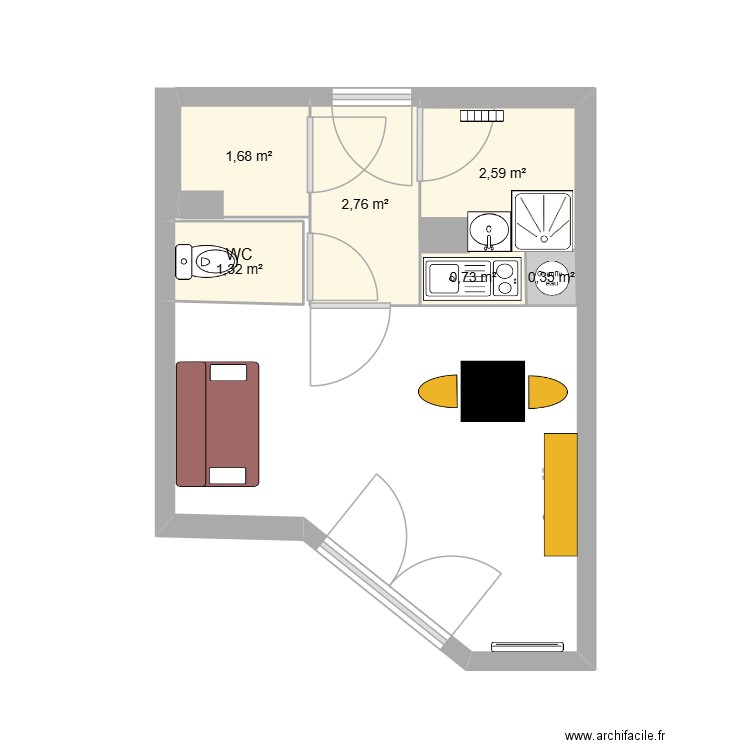 Alcyon2. Plan de 6 pièces et 9 m2