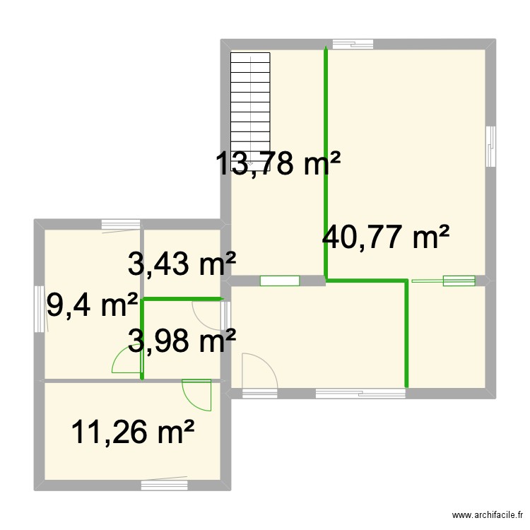 ODE 1er ETAGE. Plan de 6 pièces et 83 m2