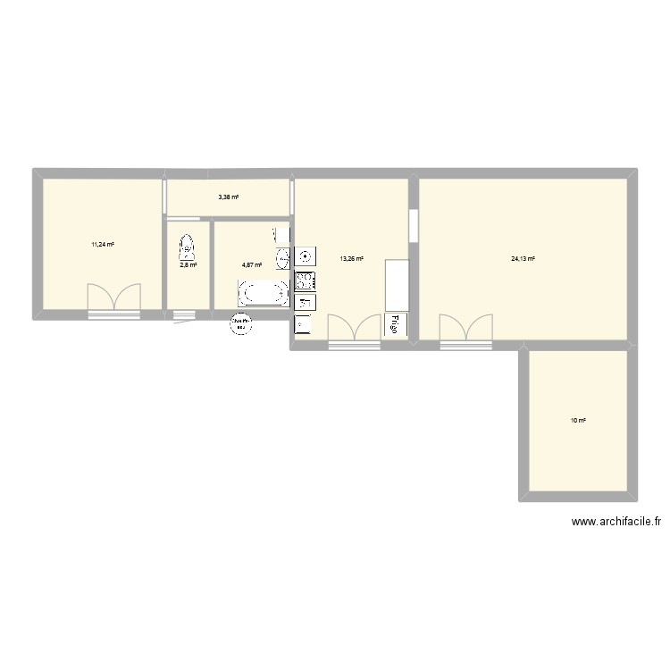 Essai 1er. Plan de 7 pièces et 70 m2