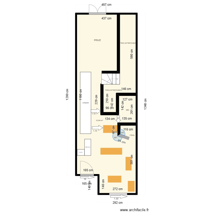 PLAN CIVETTE. Plan de 1 pièce et 54 m2